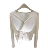 Cardigan Feminino Lumière Chic Abricot Satiné