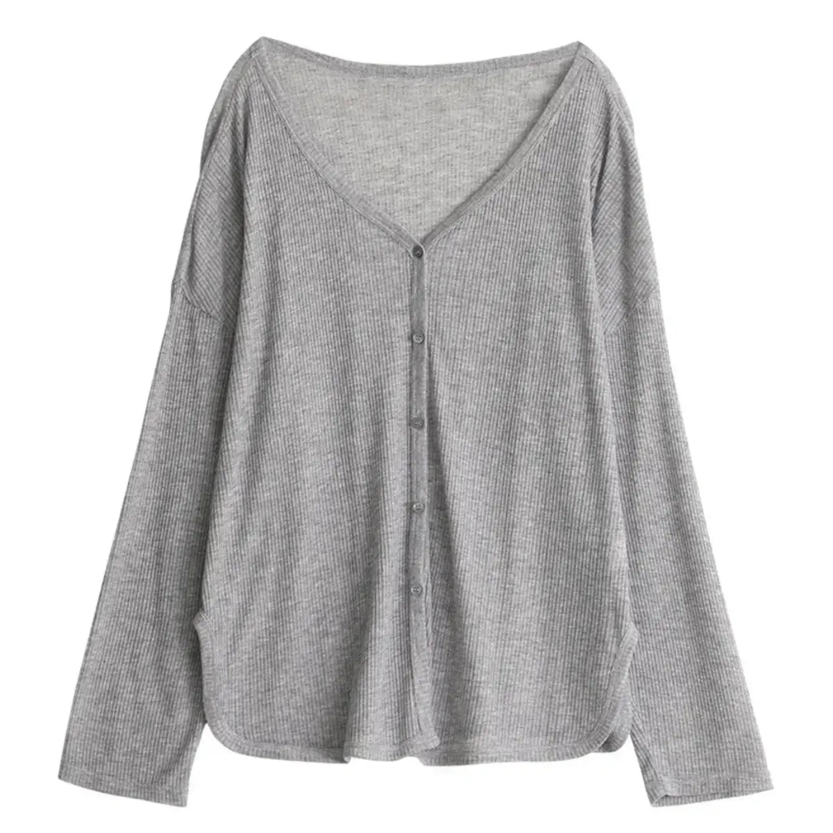 Cardigan-Feminino-Maison-Elegante-em-Tricot-Leve-Cinza-Mescla