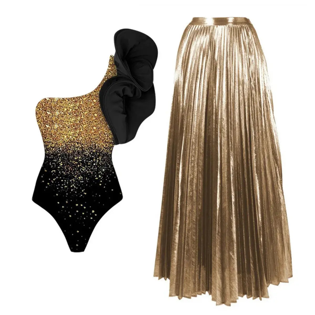 Conjunto-Feminino-Artemis-Maio-&-Saia-Ouro-Lumiere