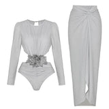 Conjunto Feminino Artemis Maiô & Saia Prata Étoile