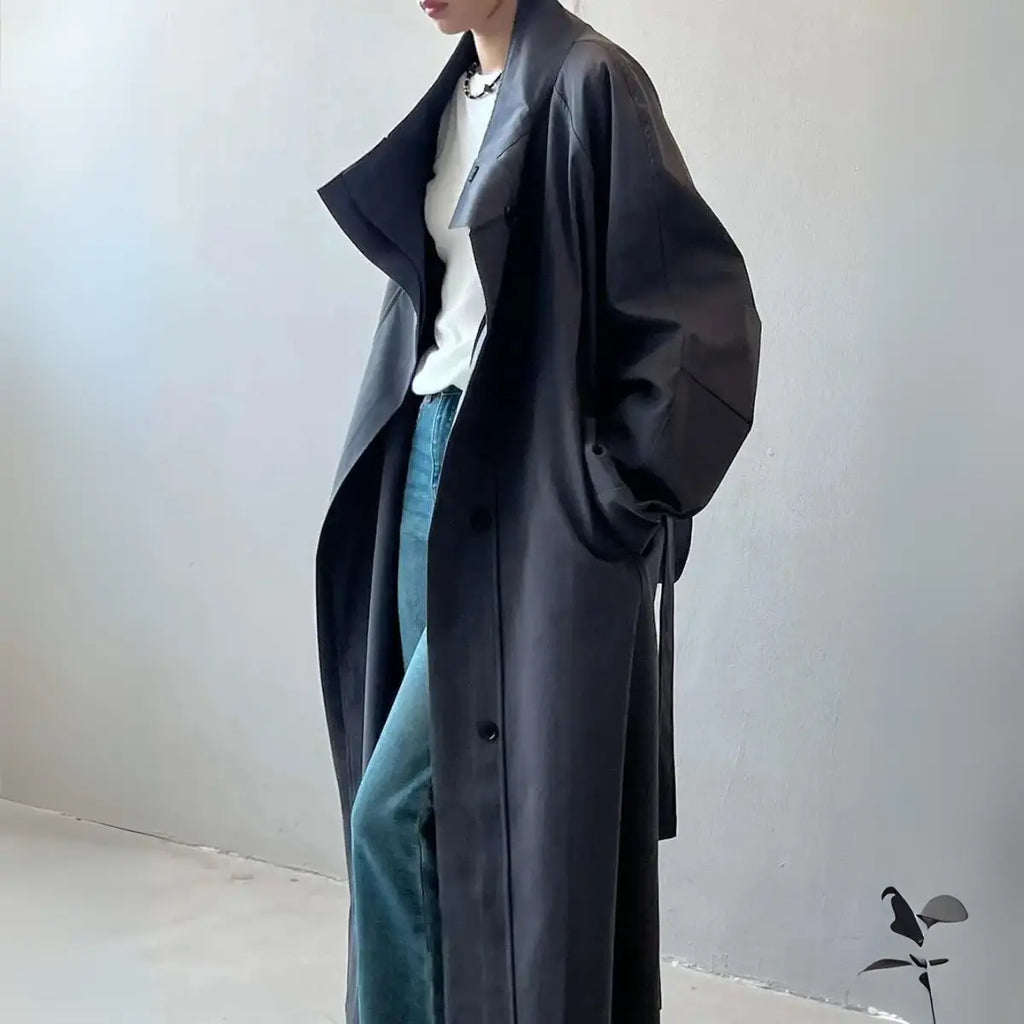 Trench-Coat-Feminino-Charme-Imperial-Longo-Cinza-Escuro-4