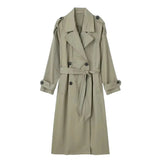 Trench Coat Feminino Elegante Sartoria Longo Verde