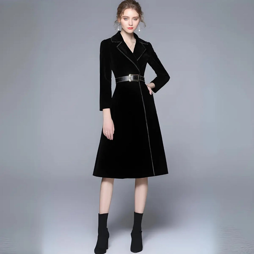 Trench-Coat-Feminino-Haute-Elegance-Azul-Midi-com-cinto