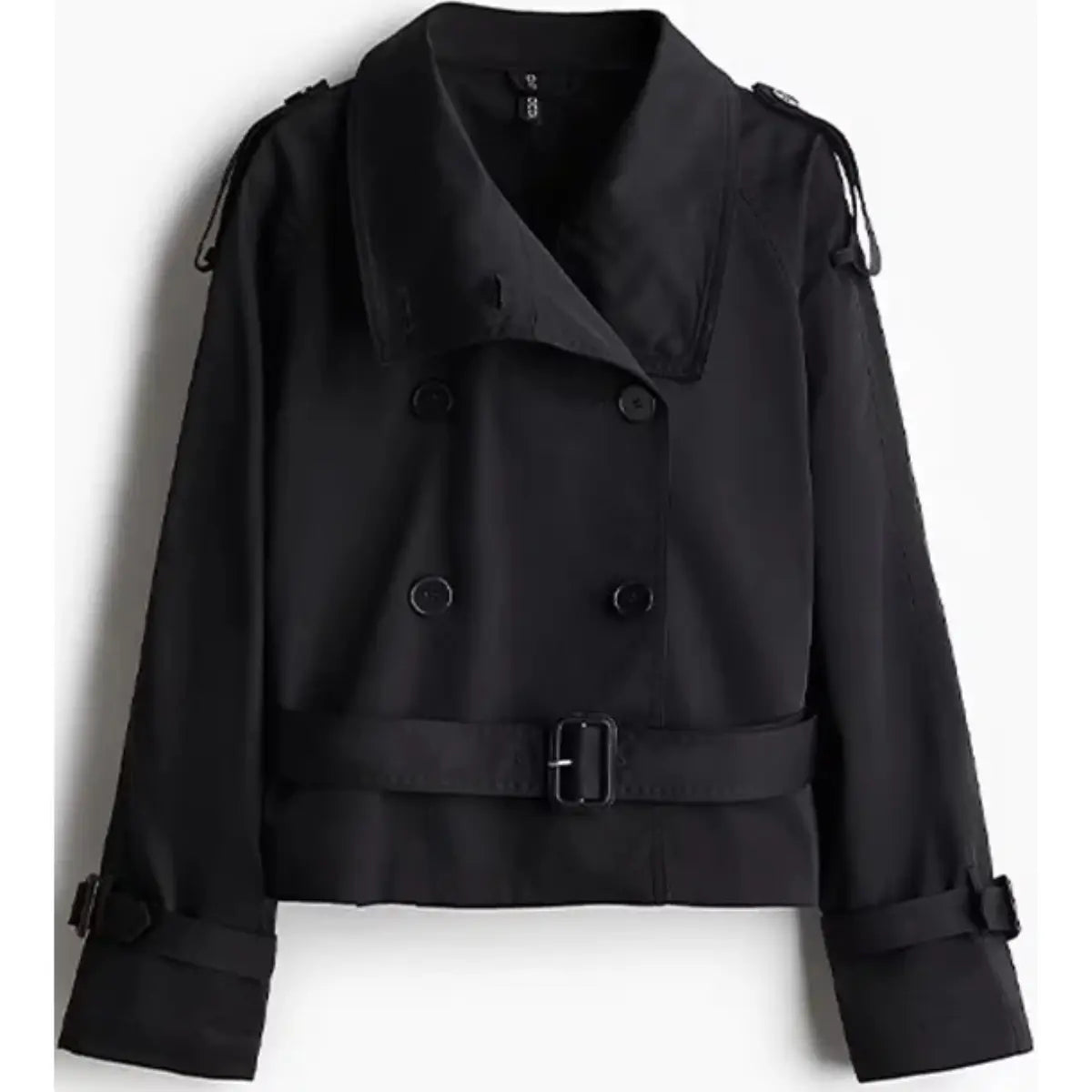 Trench-Coat-Feminino-Noble-Essence-Curto-Preto-Turtleneck