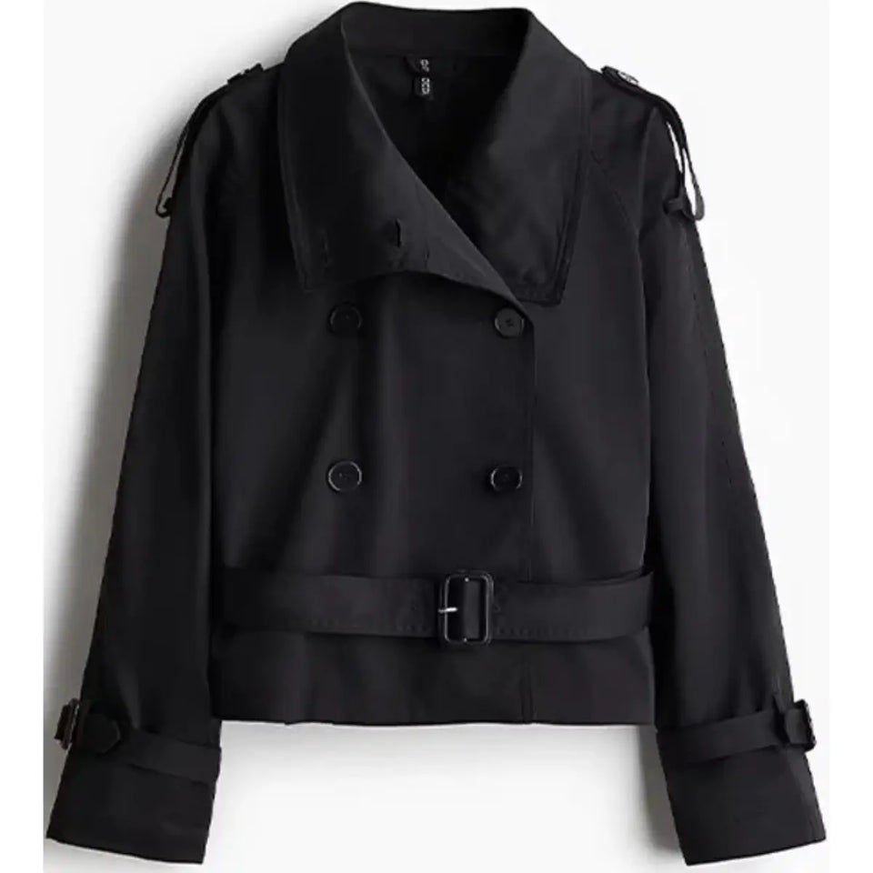 Trench-Coat-Feminino-Noble-Essence-Curto-Preto-Turtleneck