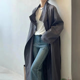 Trench Coat Noir Élégance Feminino Cinza Sofisticado