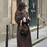 Trench Coat Feminino Seraphine Élégante Longo Marrom