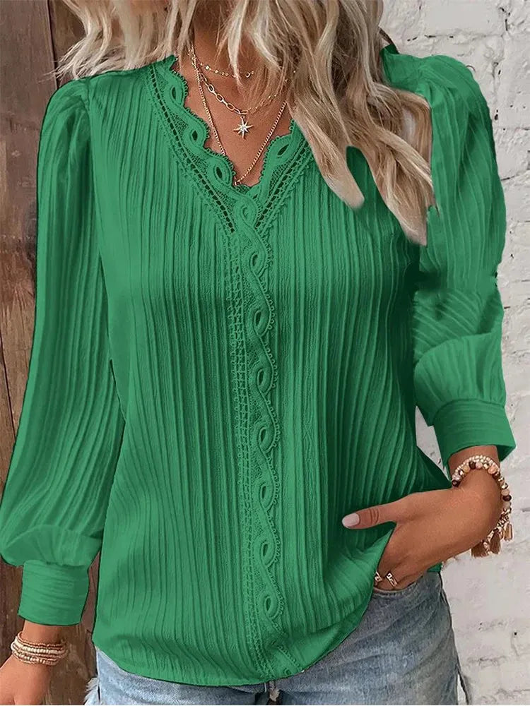 blusa-manga-longa-feminina-verde-com-renda